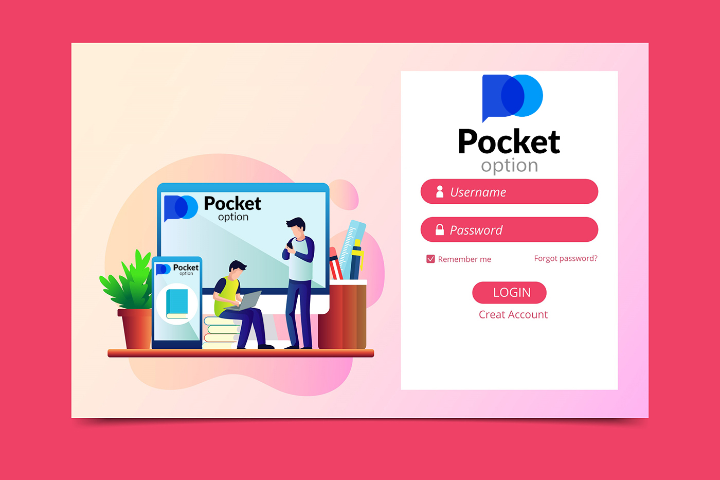 របៀបបើកគណនី និងចូលទៅ Pocket Option