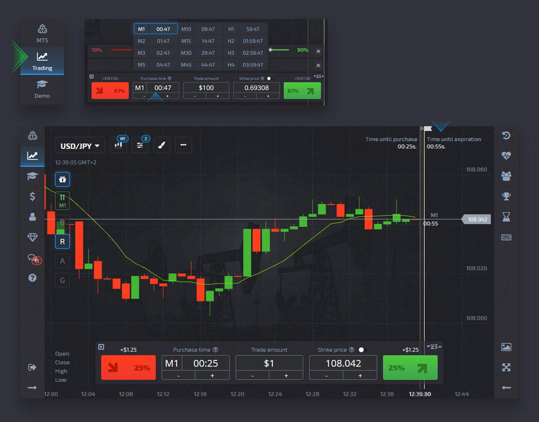 Guide Using the Live Account in Pocket Option: Placing a Trading Order,  Express Trade and Trades
