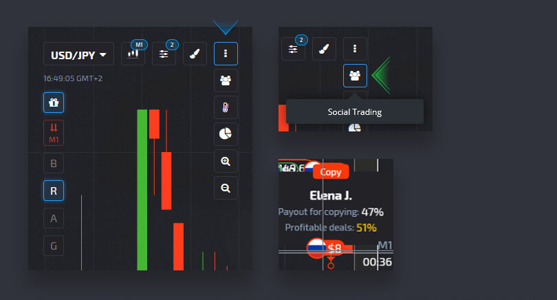 Guide Using the Settings at Pocket Option - Copy Trades of Other Users from the Chart