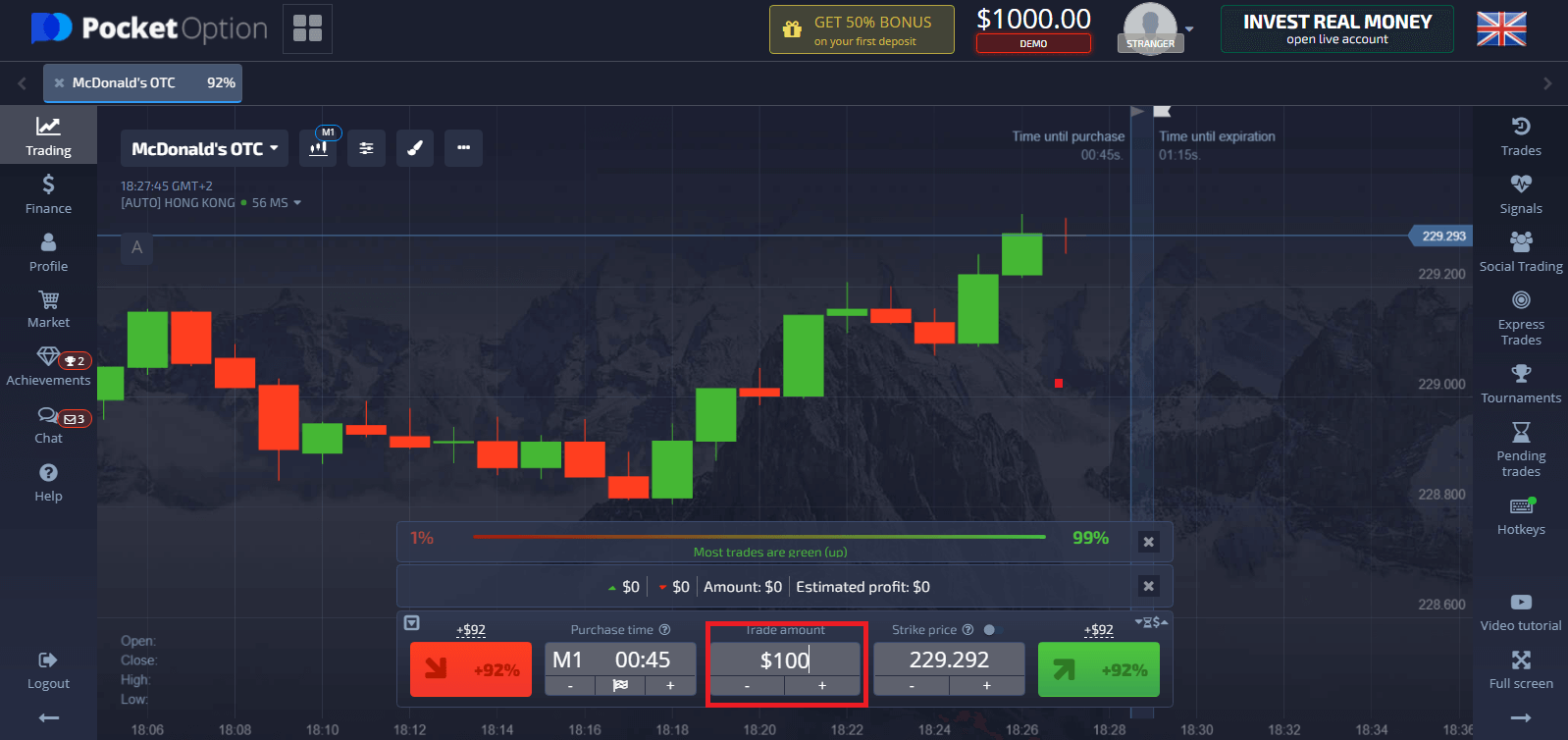 How to Register and Trade Binary Option at Pocket Option