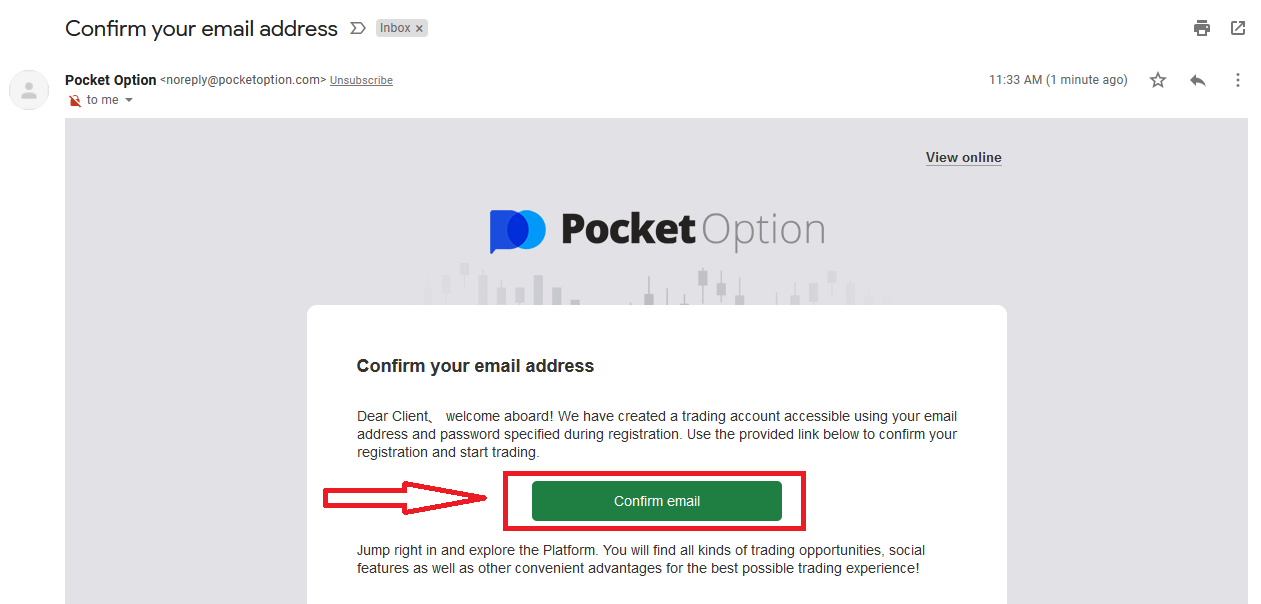 Как зарегистрировать и подтвердить учетную запись в Pocket Option